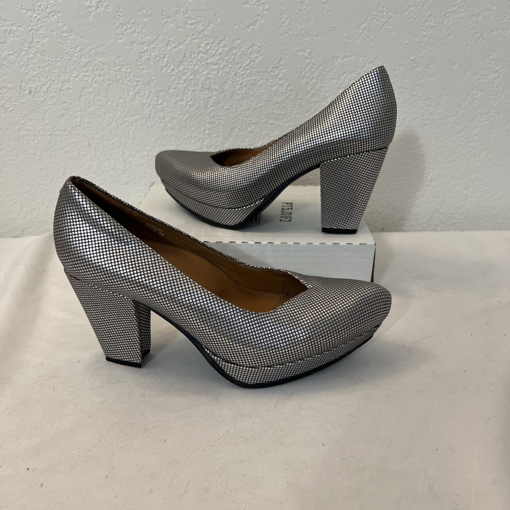 earthies Womens Platform Silver Size 8B Tarnow‎ Stunning Pumps Metallic Leather
